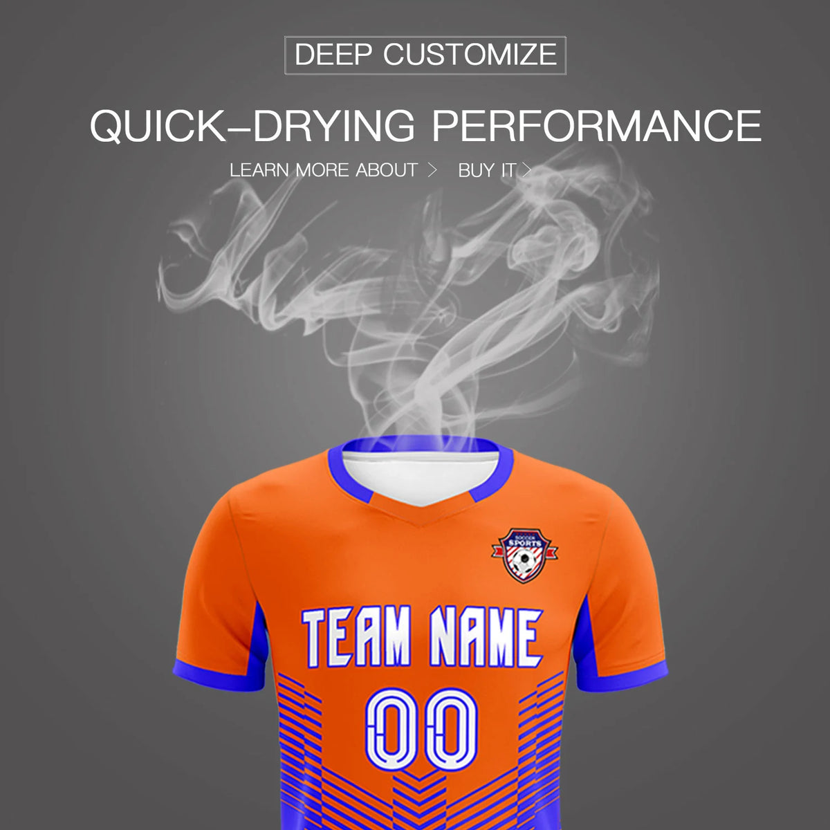 Custom Orange Royal Blue Sport Soccer Sets Jersey