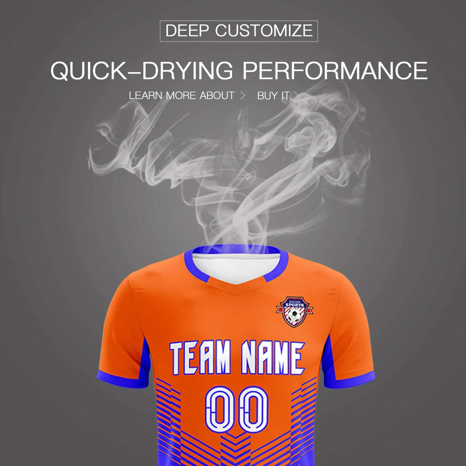 Custom Orange Royal Blue Sport Soccer Sets Jersey