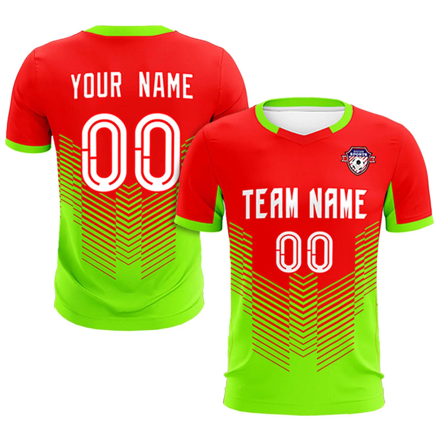 Custom Red Neon Green Sport Soccer Sets Jersey