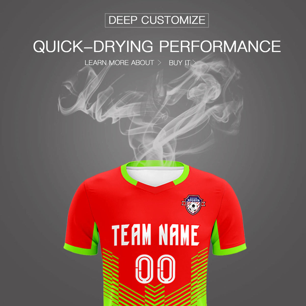 Custom Red Neon Green Sport Soccer Sets Jersey