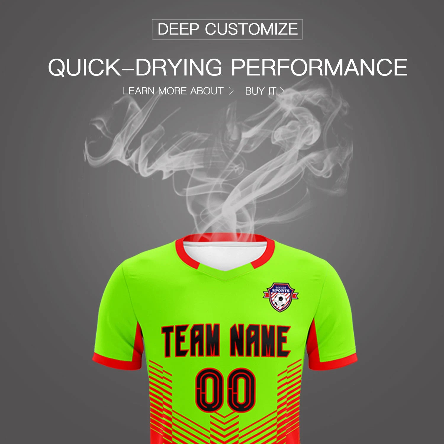 Custom Neon Green Red Sport Soccer Sets Jersey