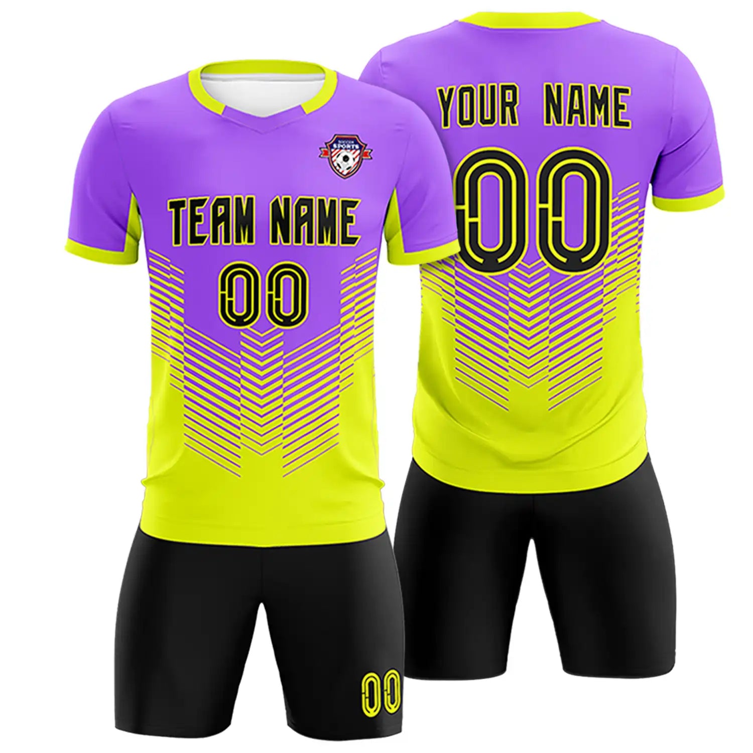 Custom Purple Fluorescent Green Sport Soccer Sets Jersey