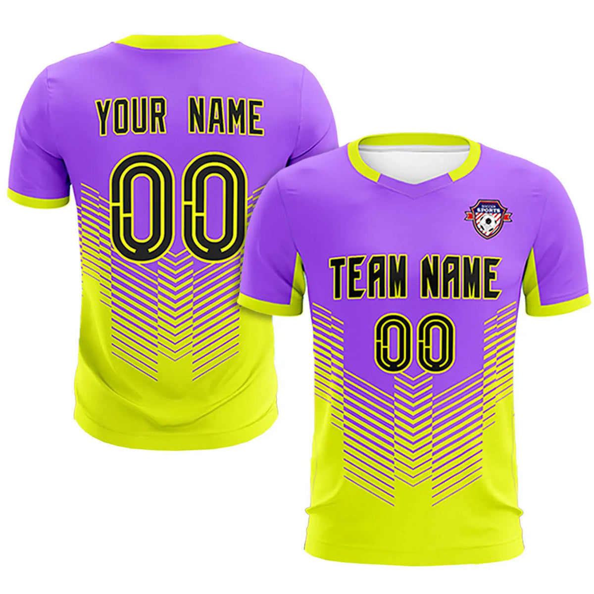 Custom Purple Fluorescent Green Sport Soccer Sets Jersey