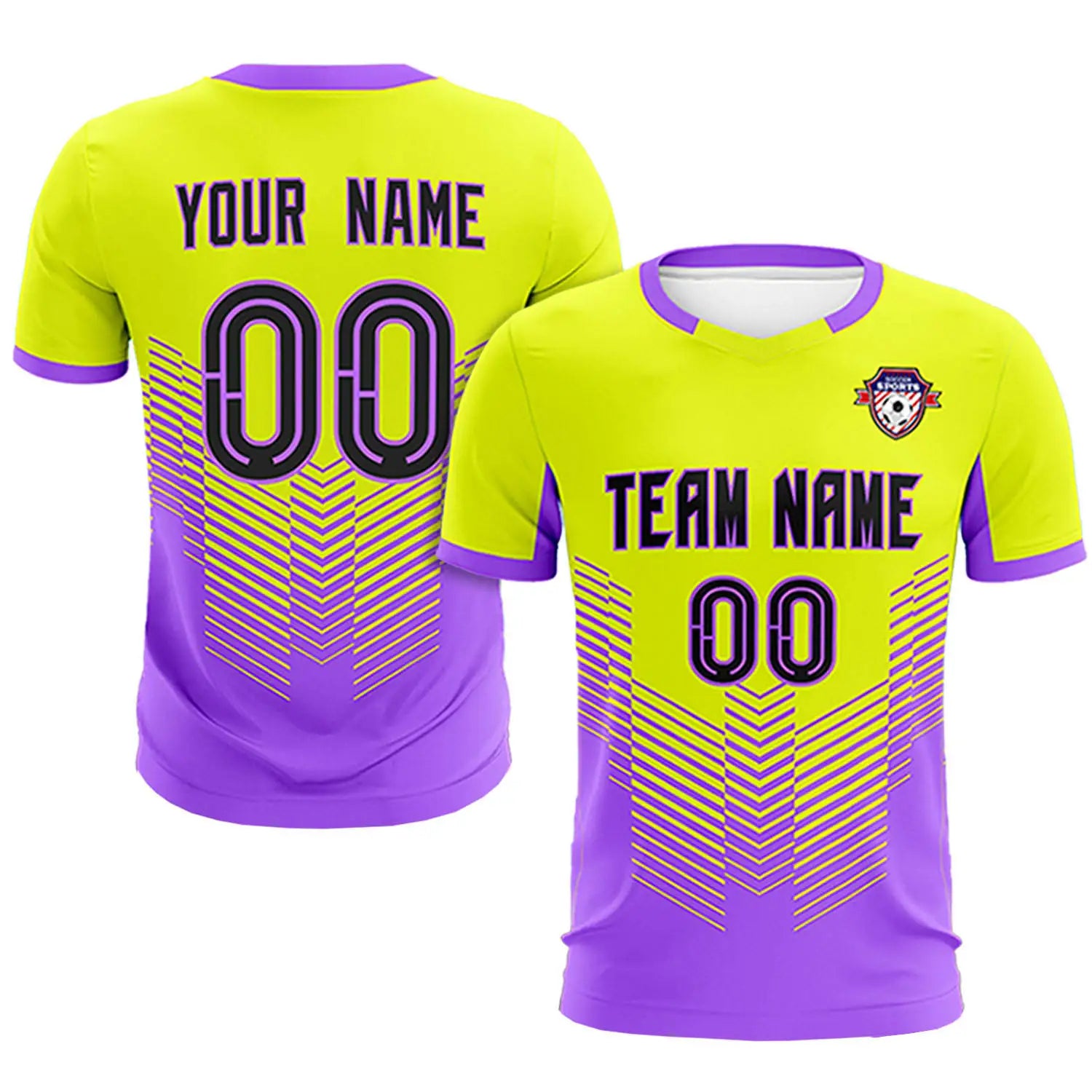 Custom Fluorescent Green Purple Sport Soccer Sets Jersey