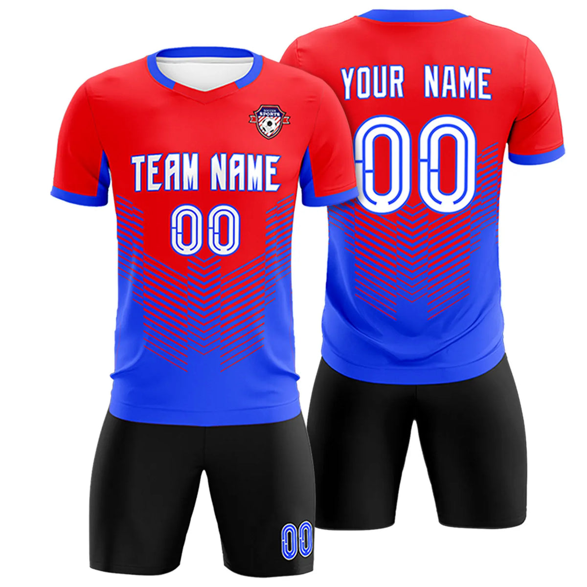 Custom Red Royal Blue Sport Soccer Sets Jersey