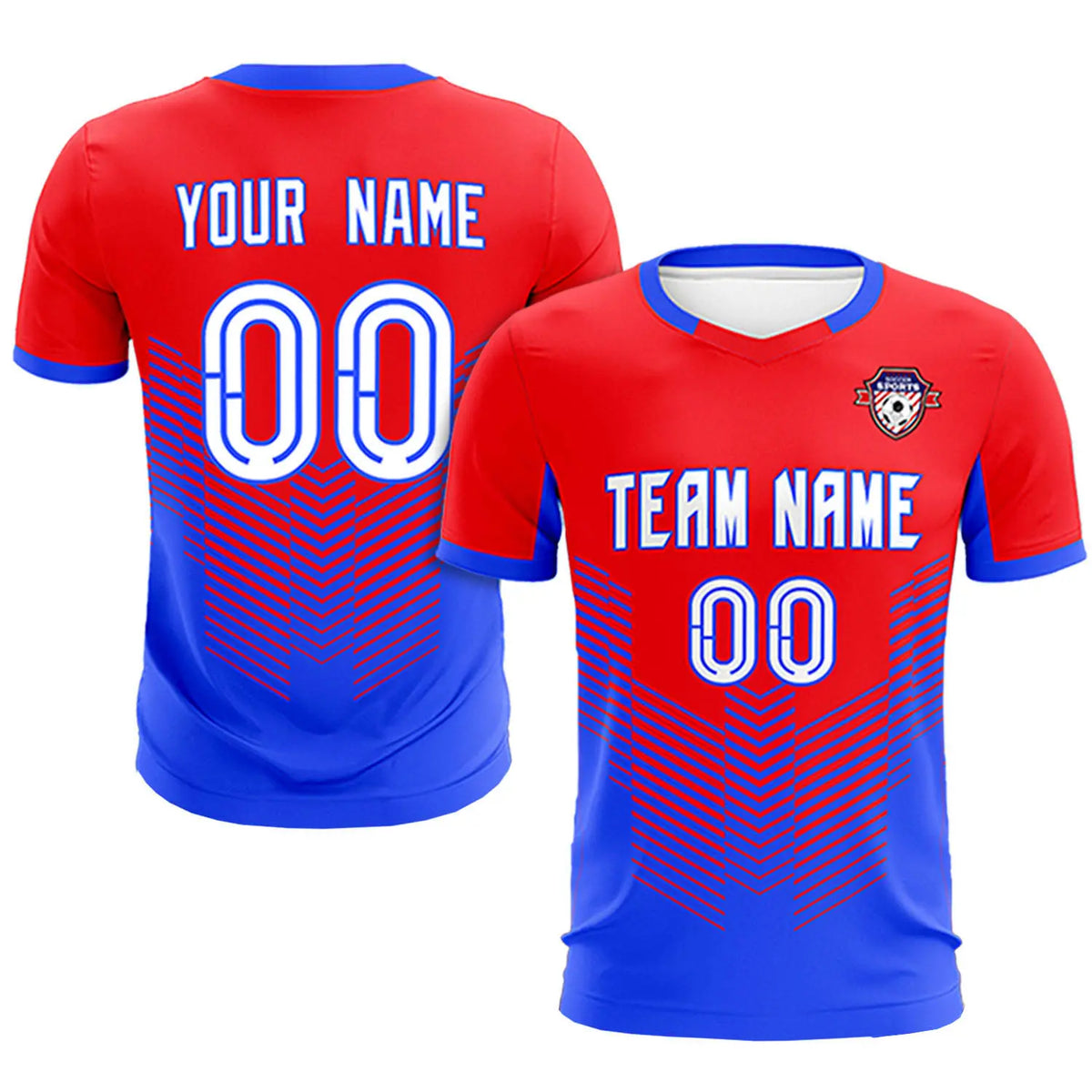 Custom Red Royal Blue Sport Soccer Sets Jersey