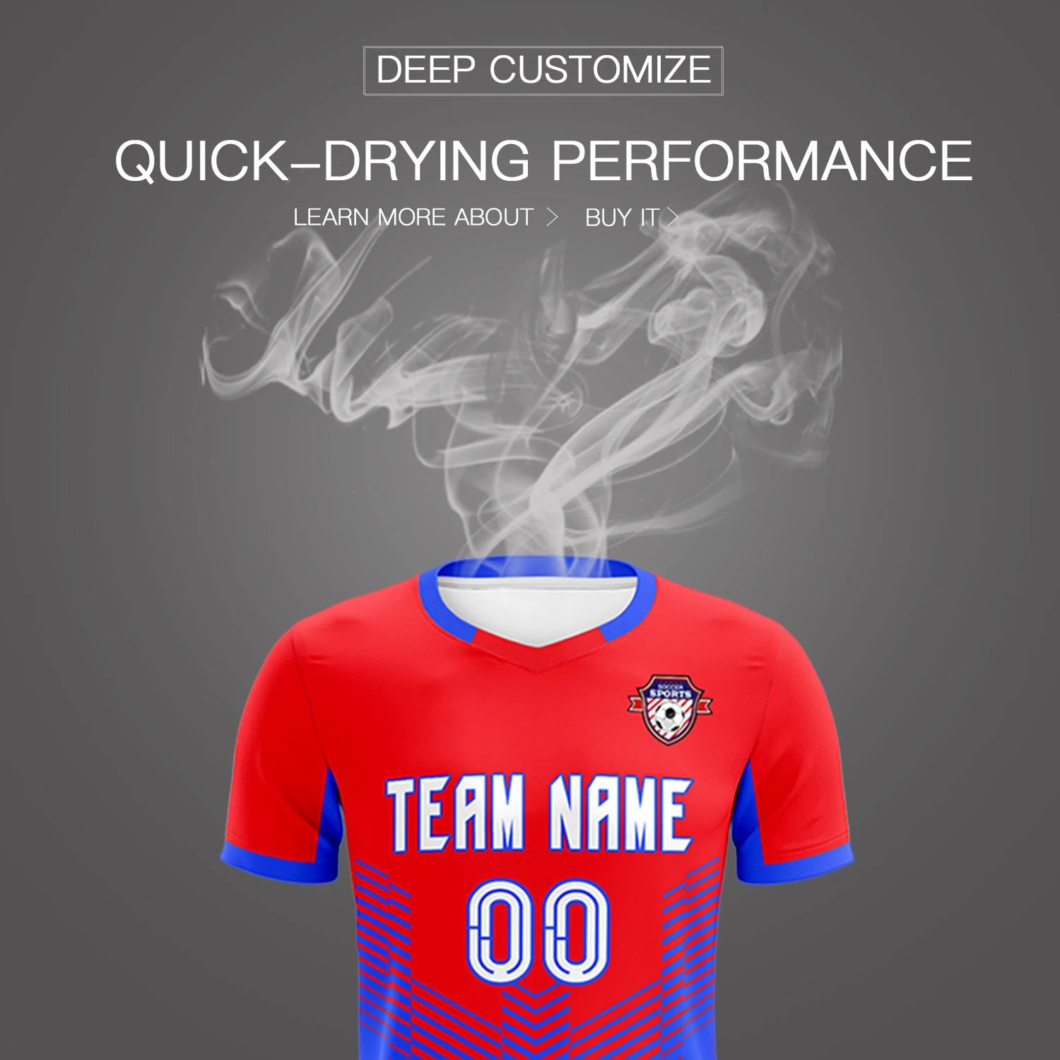 Custom Red Royal Blue Sport Soccer Sets Jersey