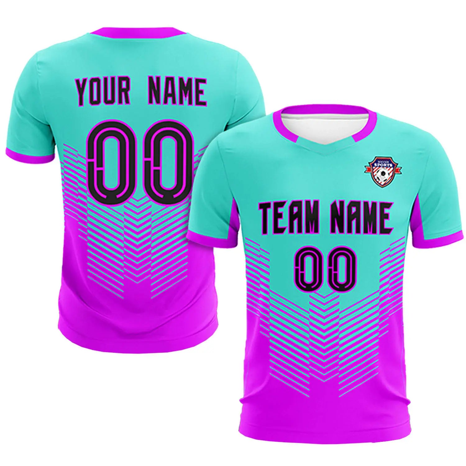 Custom Bright Green Purple Sport Soccer Sets Jersey