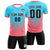 Custom Aqua Light Red Sport Soccer Sets Jersey