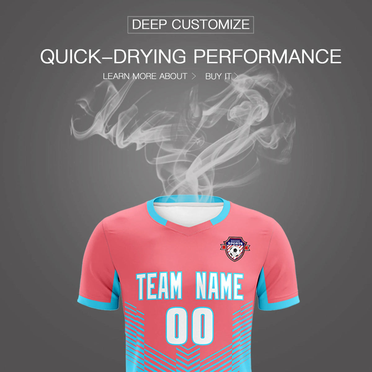 Custom Light Red Aqua Sport Soccer Sets Jersey