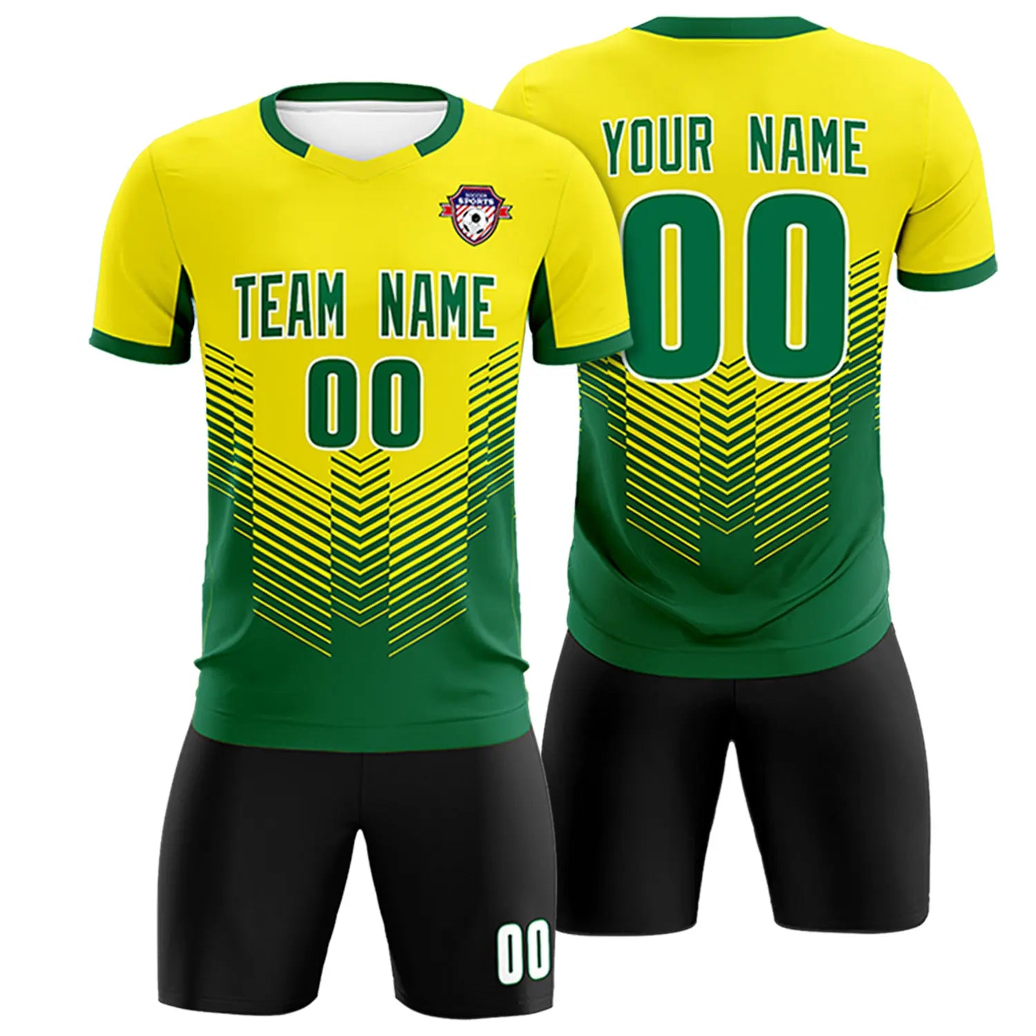 Custom Gold01 Kelly Green Sport Soccer Sets Jersey