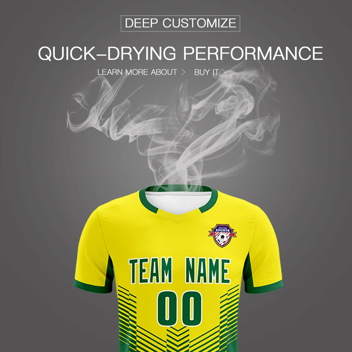 Custom Gold01 Kelly Green Sport Soccer Sets Jersey