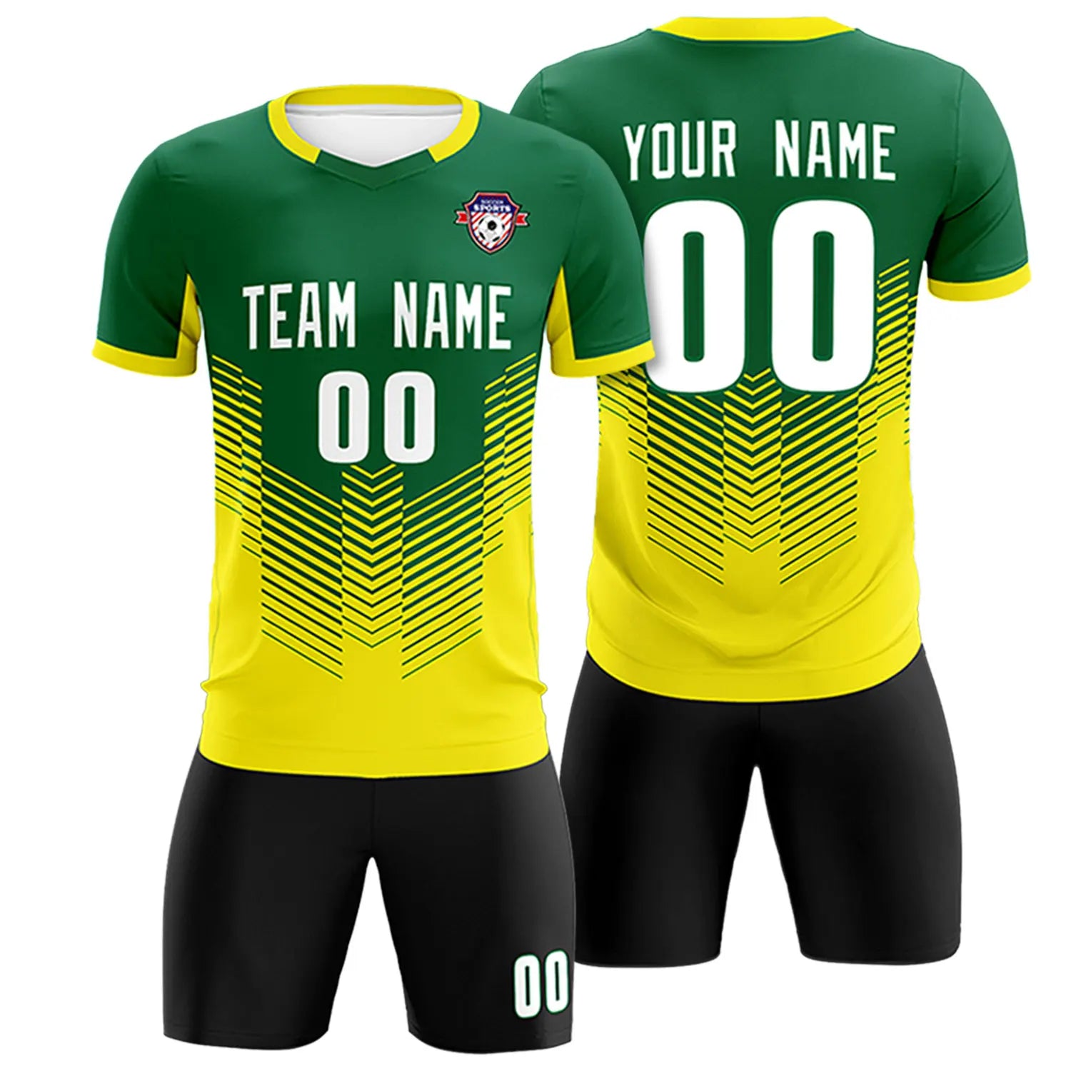 Custom Kelly Green Gold01 Sport Soccer Sets Jersey