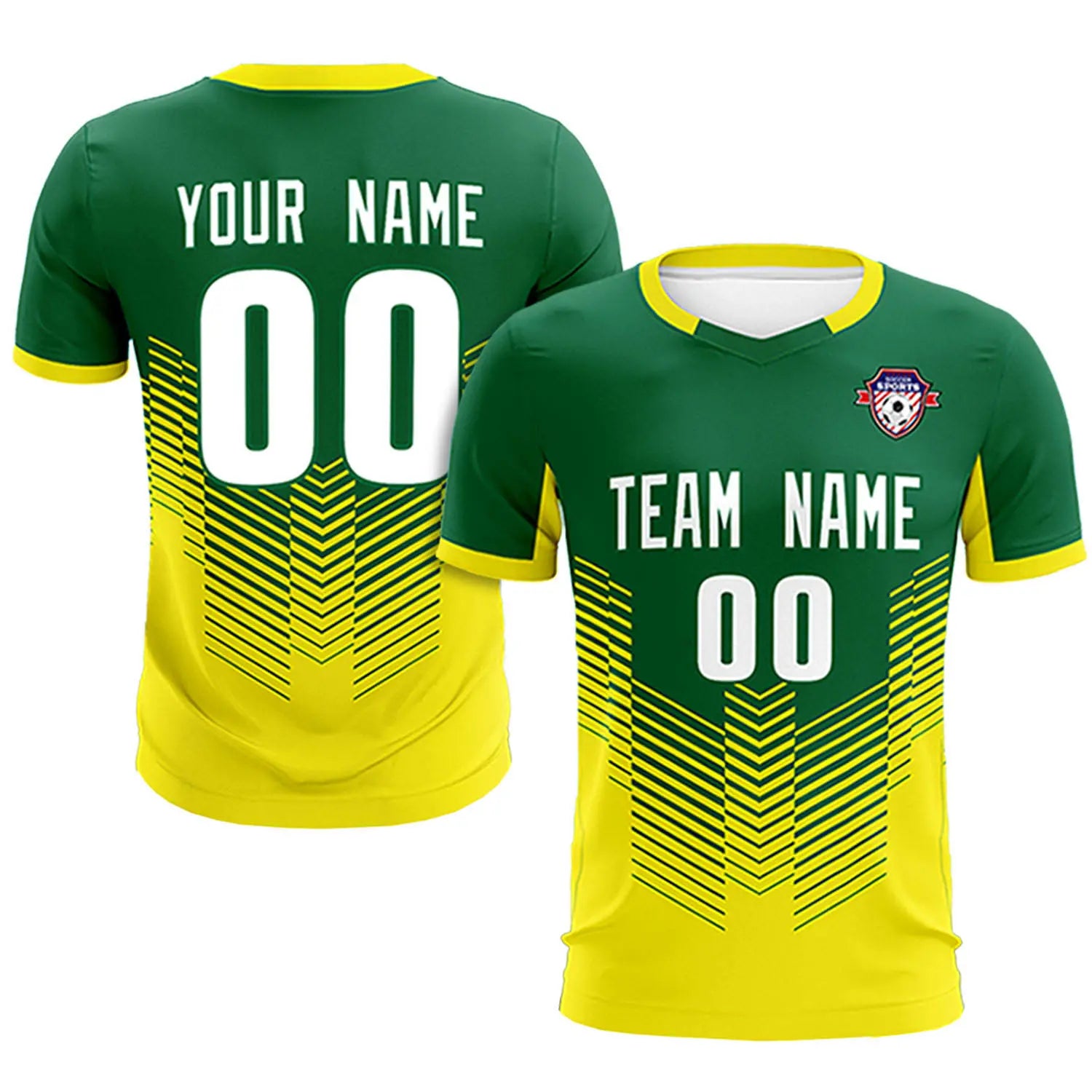 Custom Kelly Green Gold01 Sport Soccer Sets Jersey