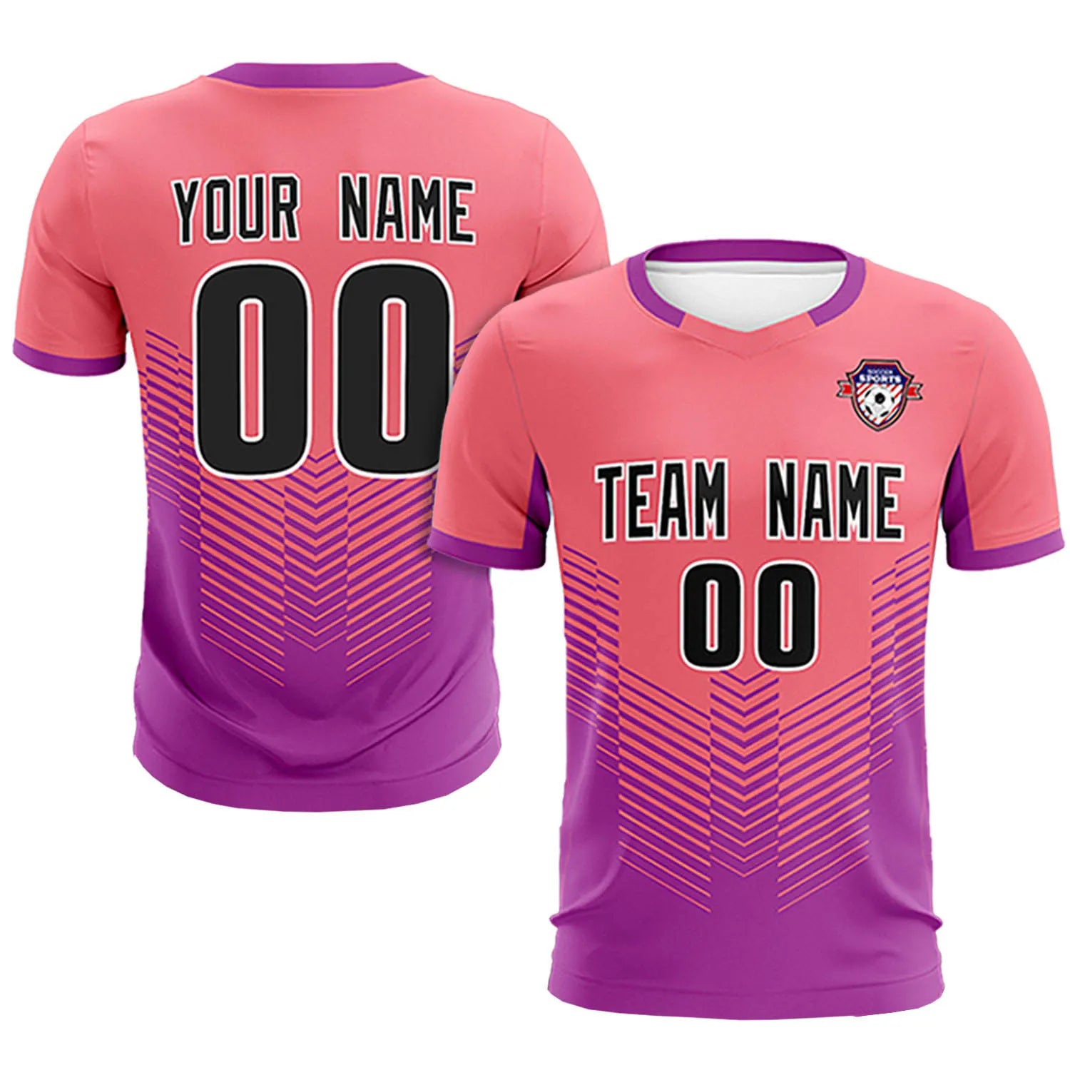Custom Light Red Light Purple Sport Soccer Sets Jersey