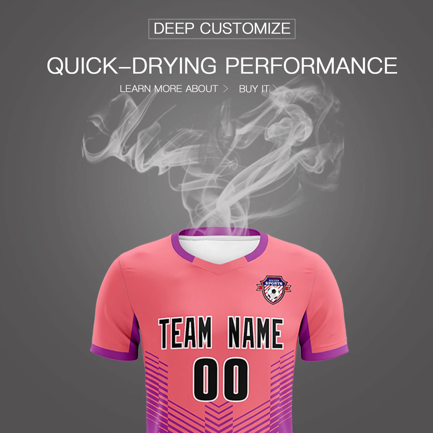 Custom Light Red Light Purple Sport Soccer Sets Jersey