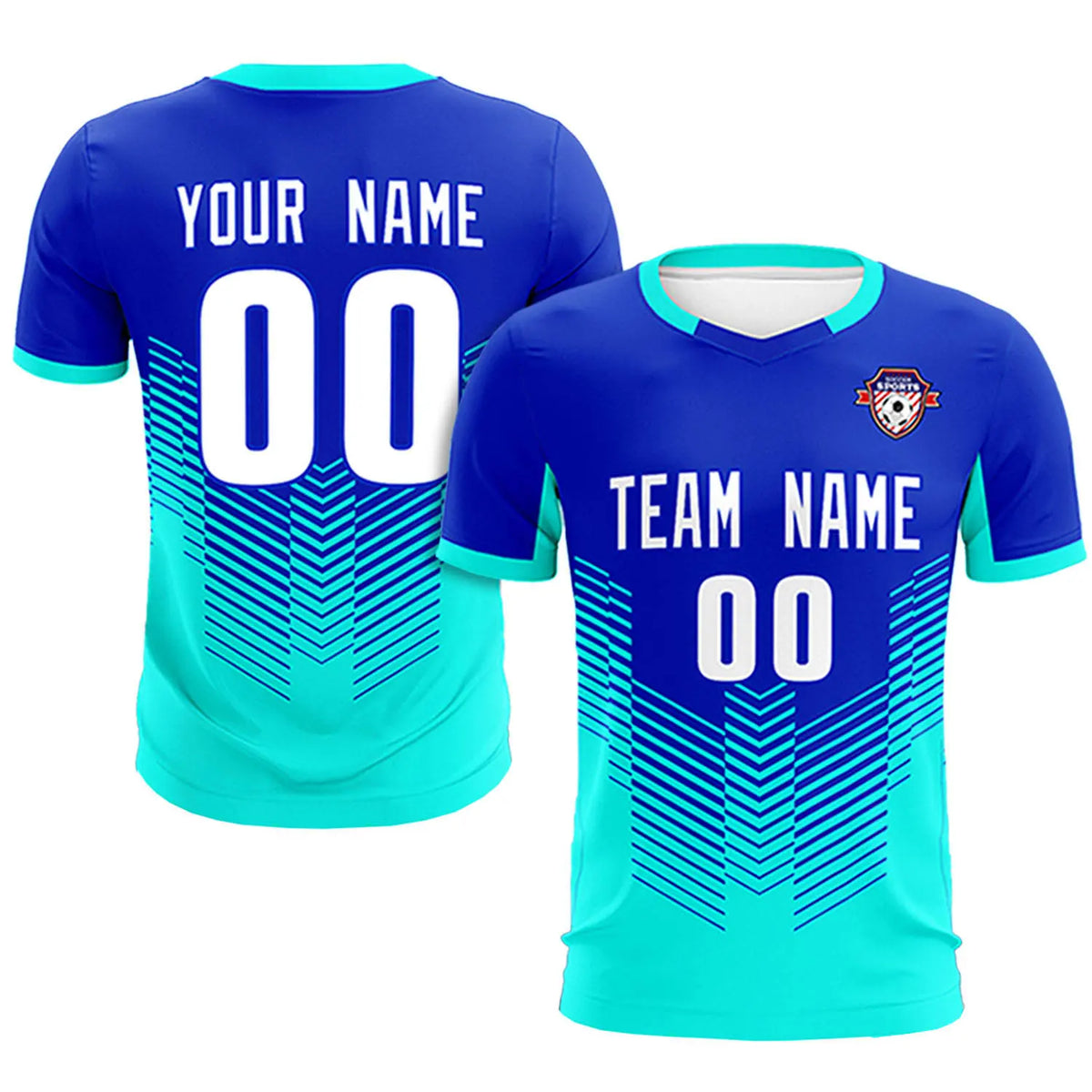 Custom Royal Blue Bright Green Sport Soccer Sets Jersey