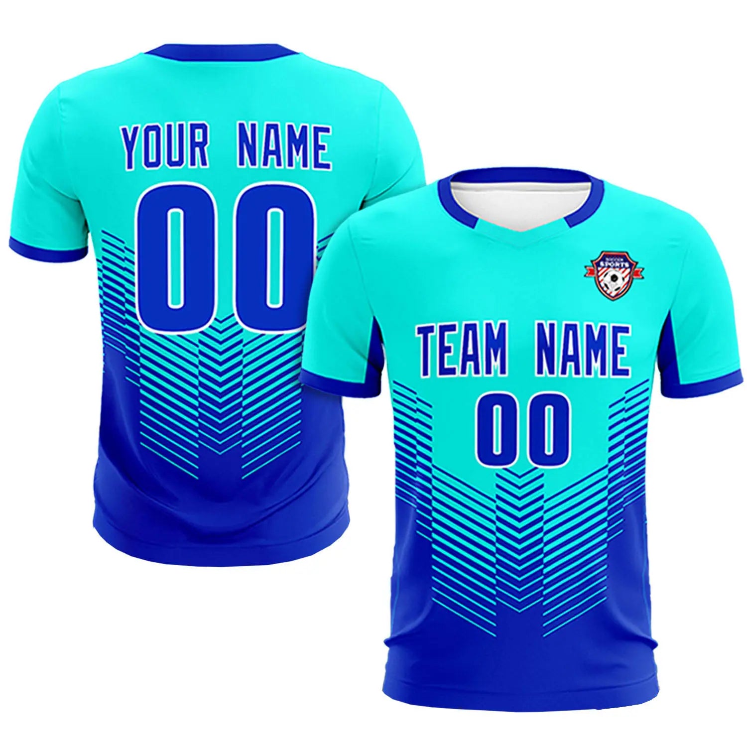 Custom Bright Green Royal Blue Sport Soccer Sets Jersey