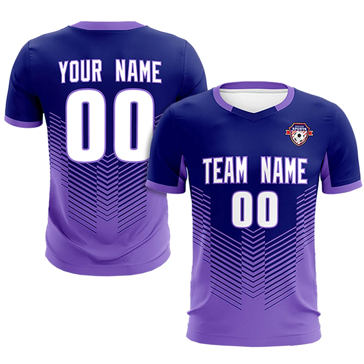 Custom Navy Purple Sport Soccer Sets Jersey