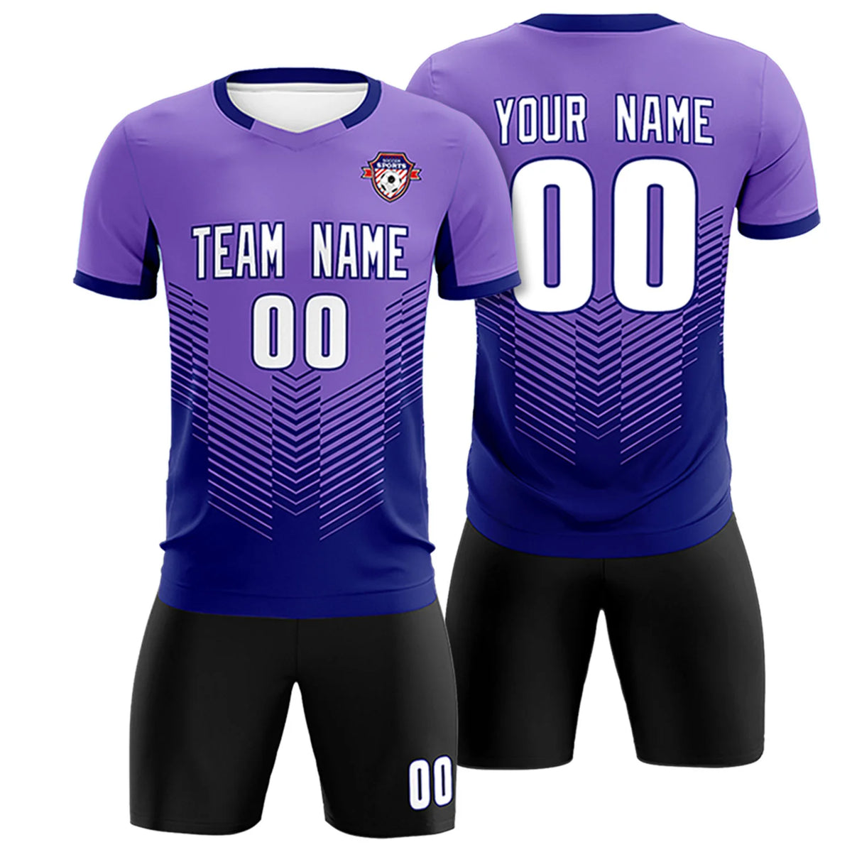 Custom Purple Navy Sport Soccer Sets Jersey