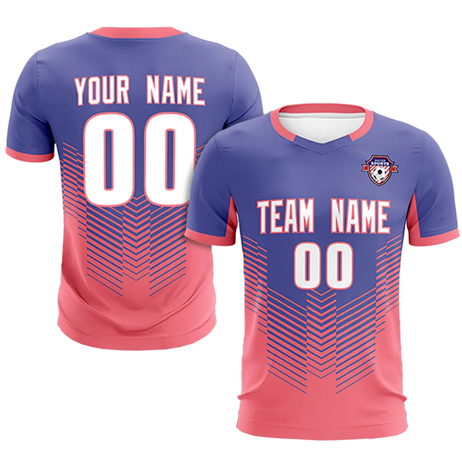 Custom Light Purple Light Red Sport Soccer Sets Jersey