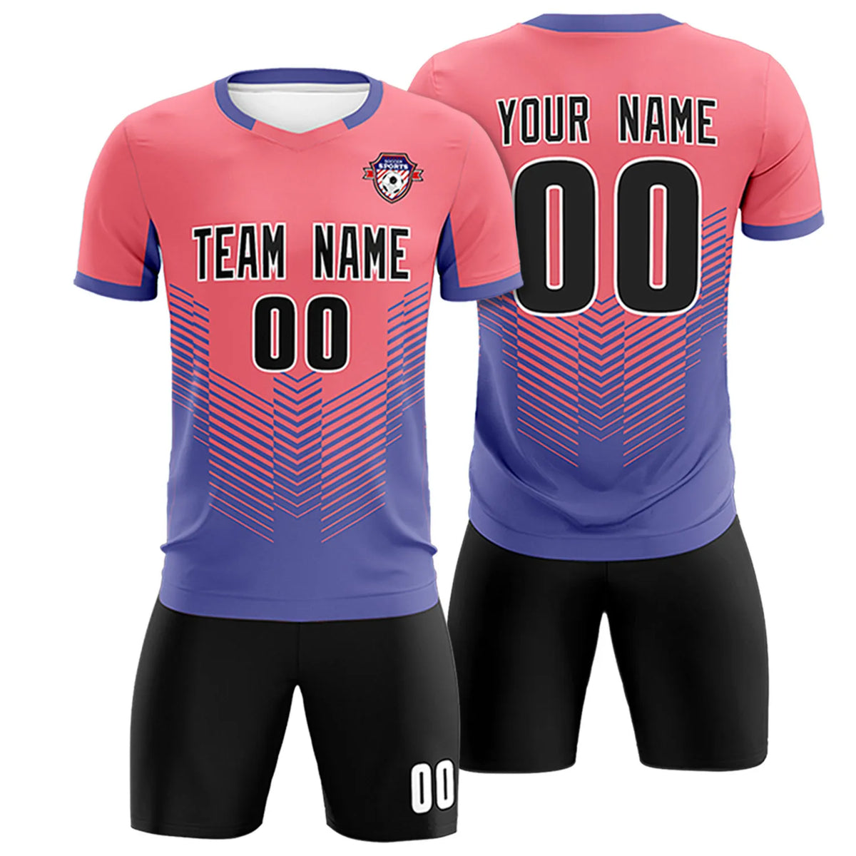 Custom Light Red Light Purple Sport Soccer Sets Jersey