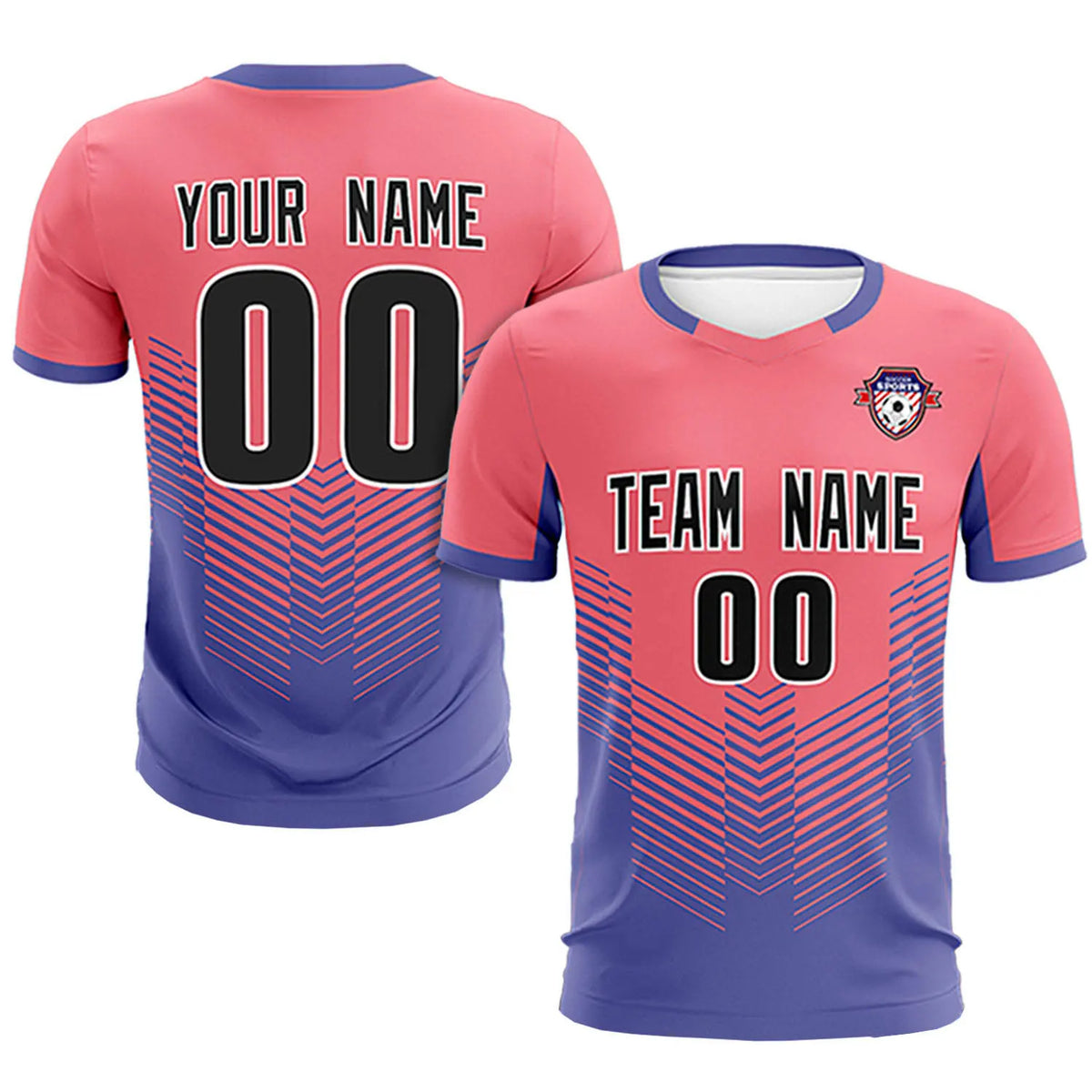 Custom Light Red Light Purple Sport Soccer Sets Jersey