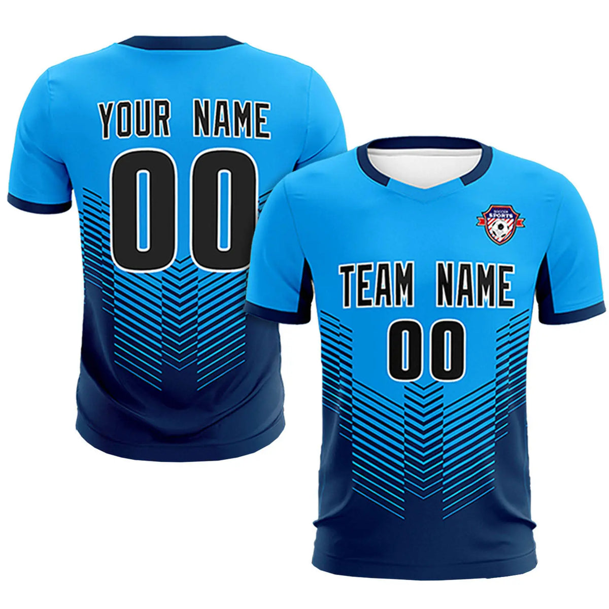 Custom Powder Blue Navy Sport Soccer Sets Jersey