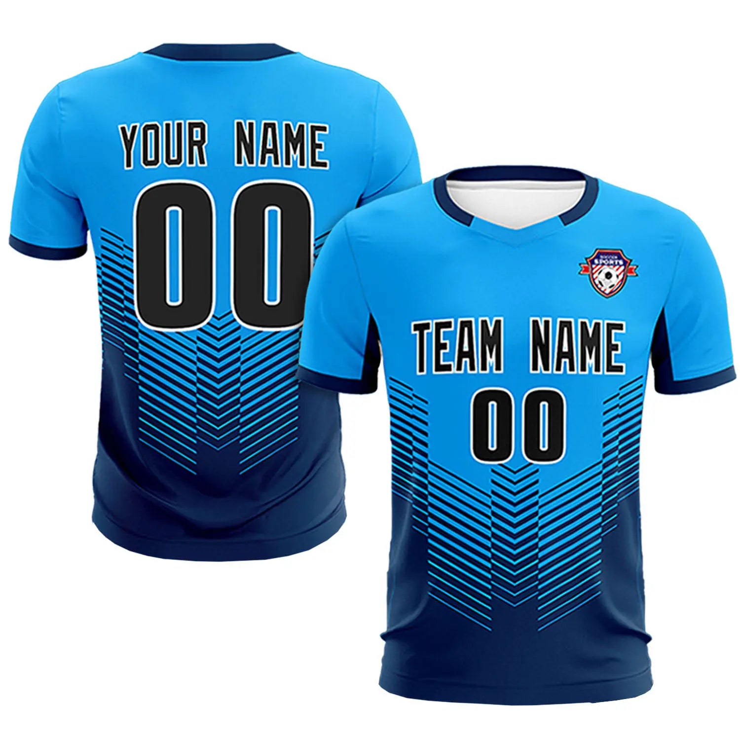 Custom Powder Blue Navy Sport Soccer Sets Jersey