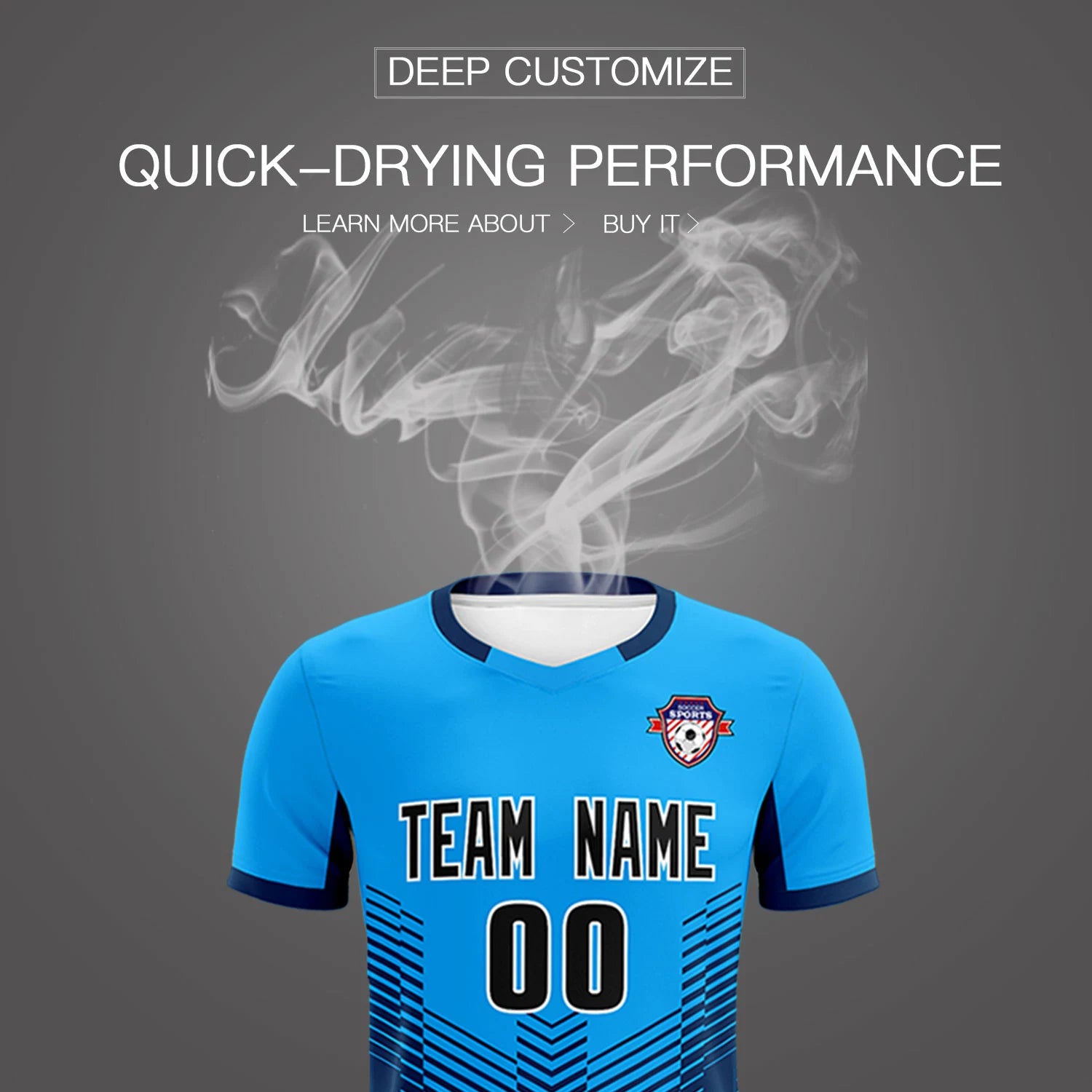 Custom Powder Blue Navy Sport Soccer Sets Jersey