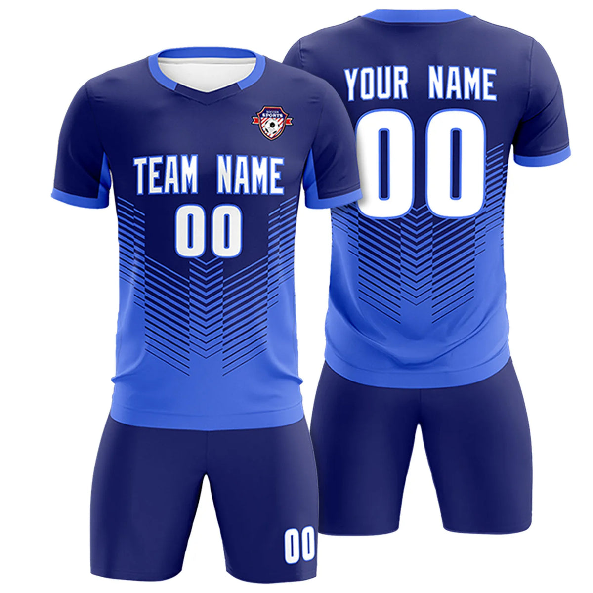 Custom Navy Royal Blue Sport Soccer Sets Jersey