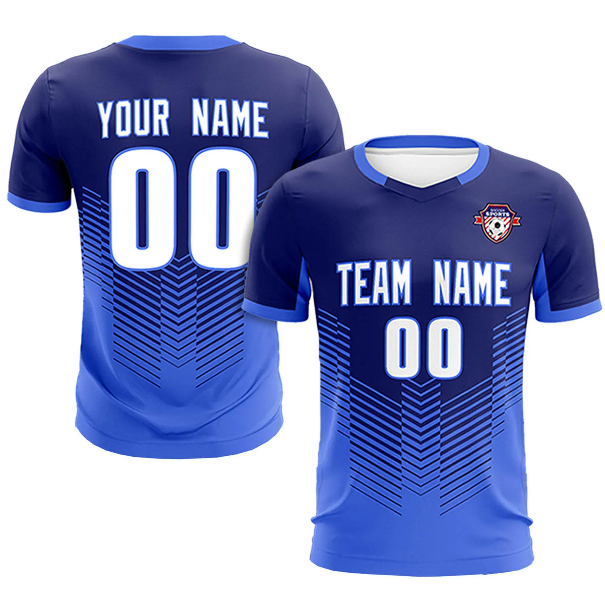 Custom Navy Royal Blue Sport Soccer Sets Jersey
