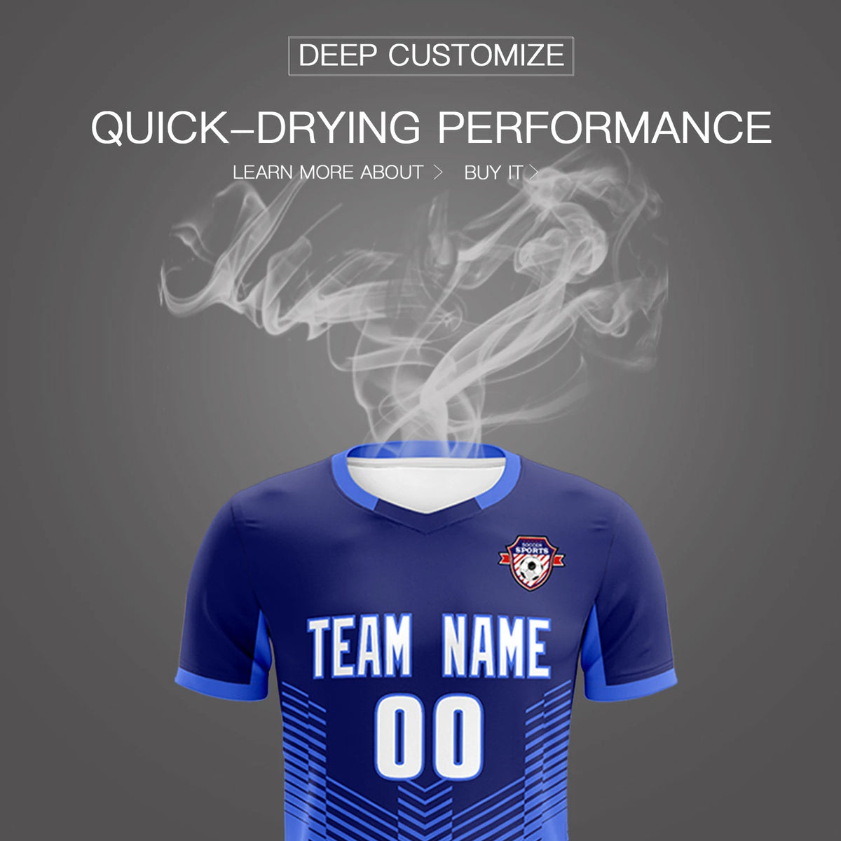 Custom Navy Royal Blue Sport Soccer Sets Jersey