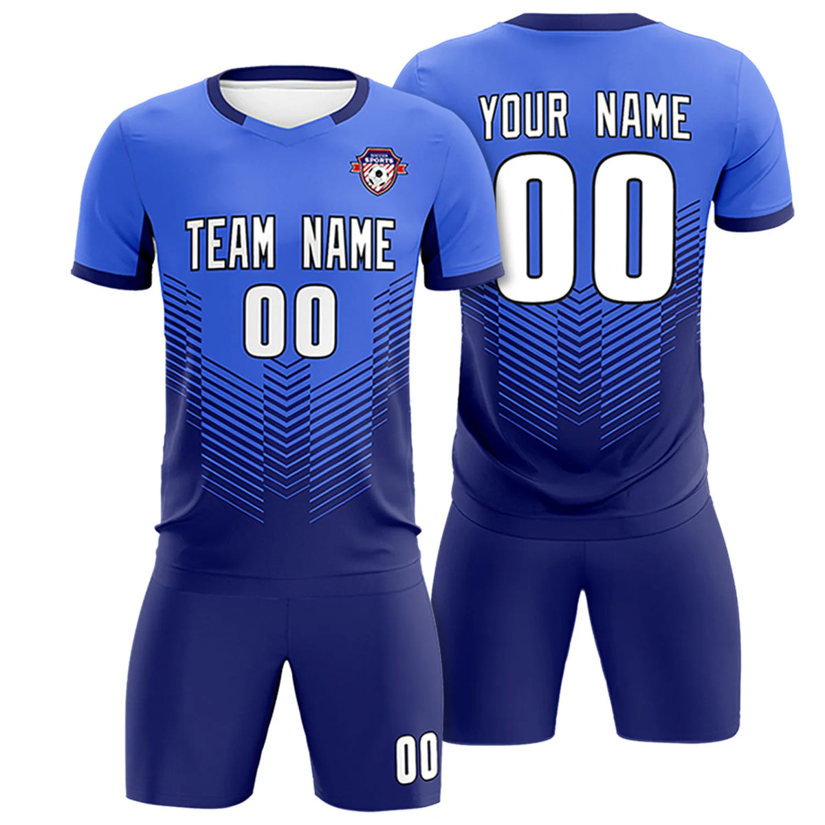 Custom Royal Blue Navy Sport Soccer Sets Jersey