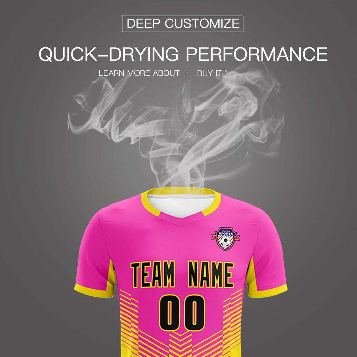 Custom Pink Yellow Sport Soccer Sets Jersey