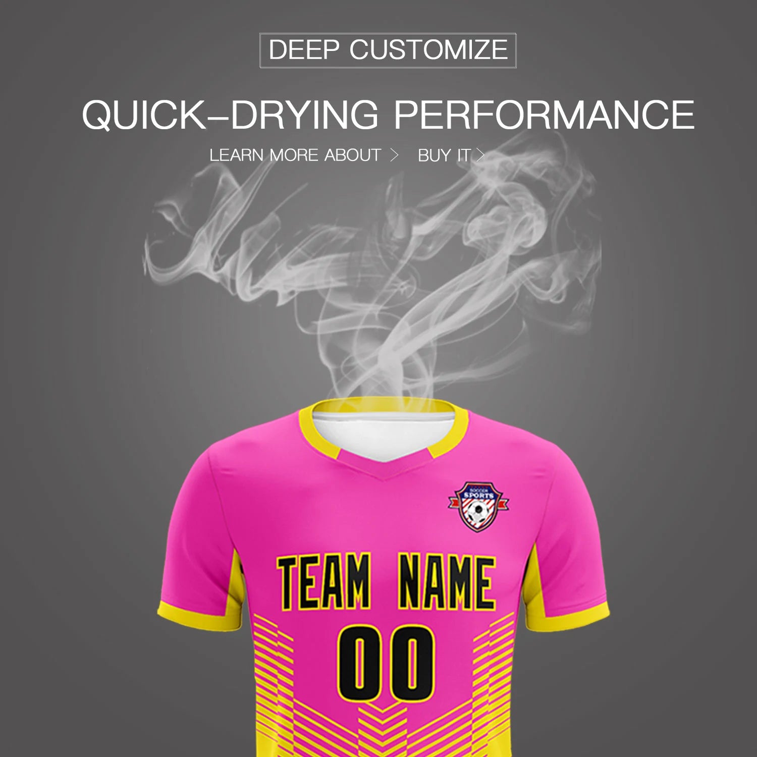 Custom Pink Yellow Sport Soccer Sets Jersey