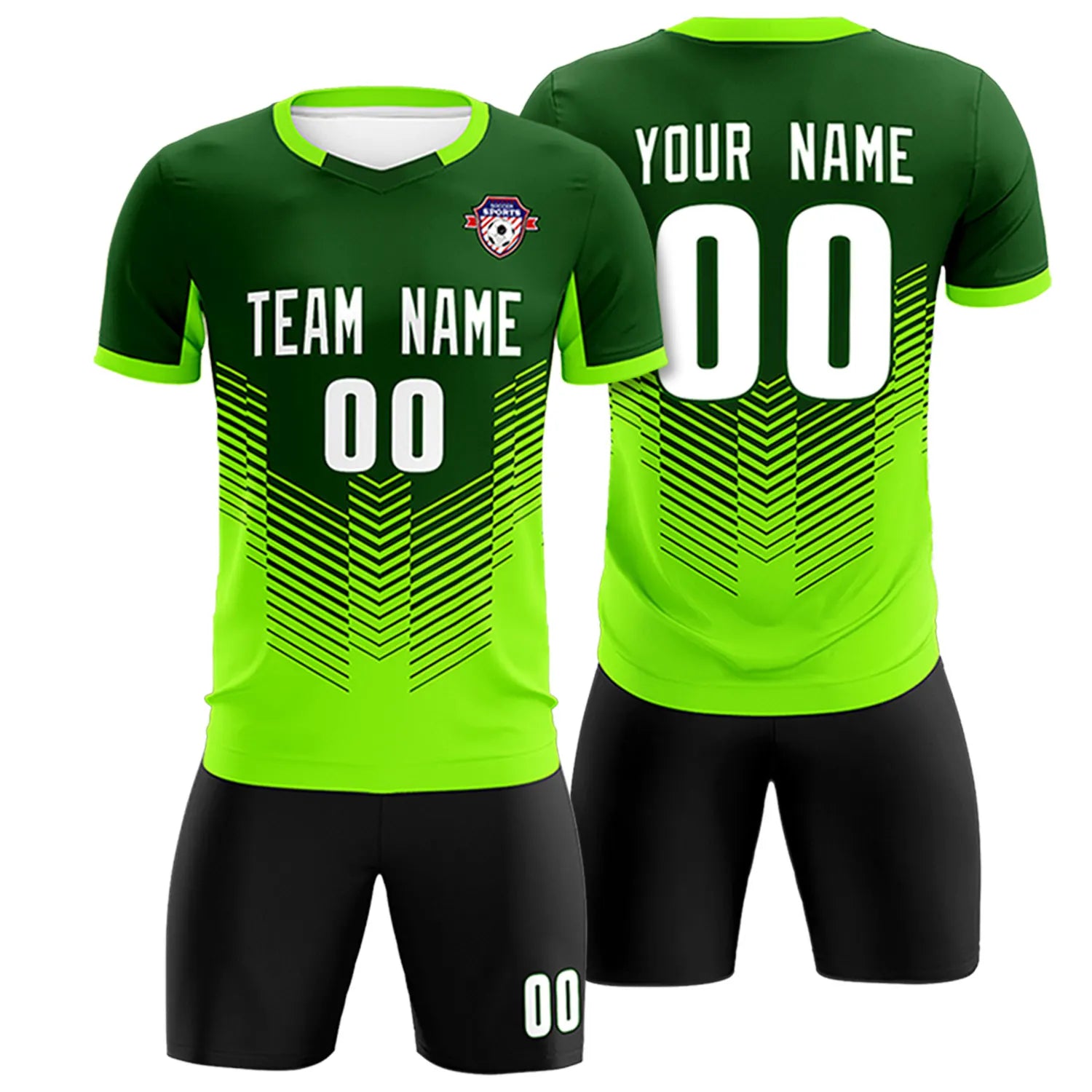 Custom Kelly Green Neon Green Sport Soccer Sets Jersey