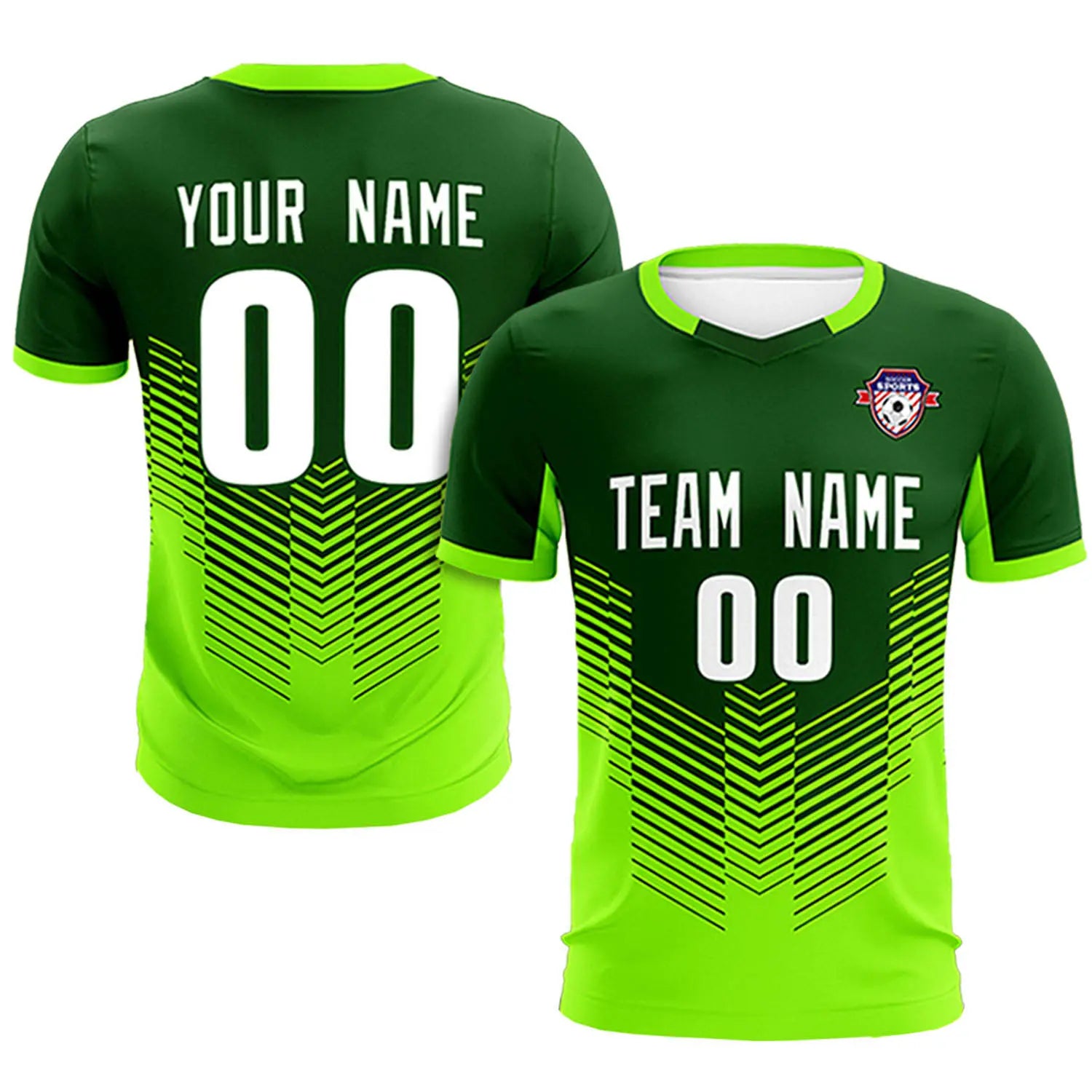 Custom Kelly Green Neon Green Sport Soccer Sets Jersey