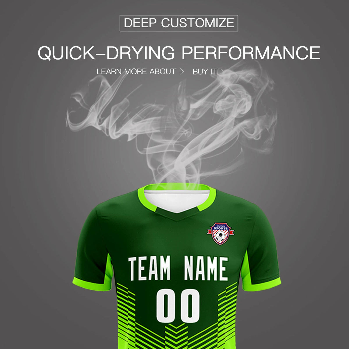 Custom Kelly Green Neon Green Sport Soccer Sets Jersey