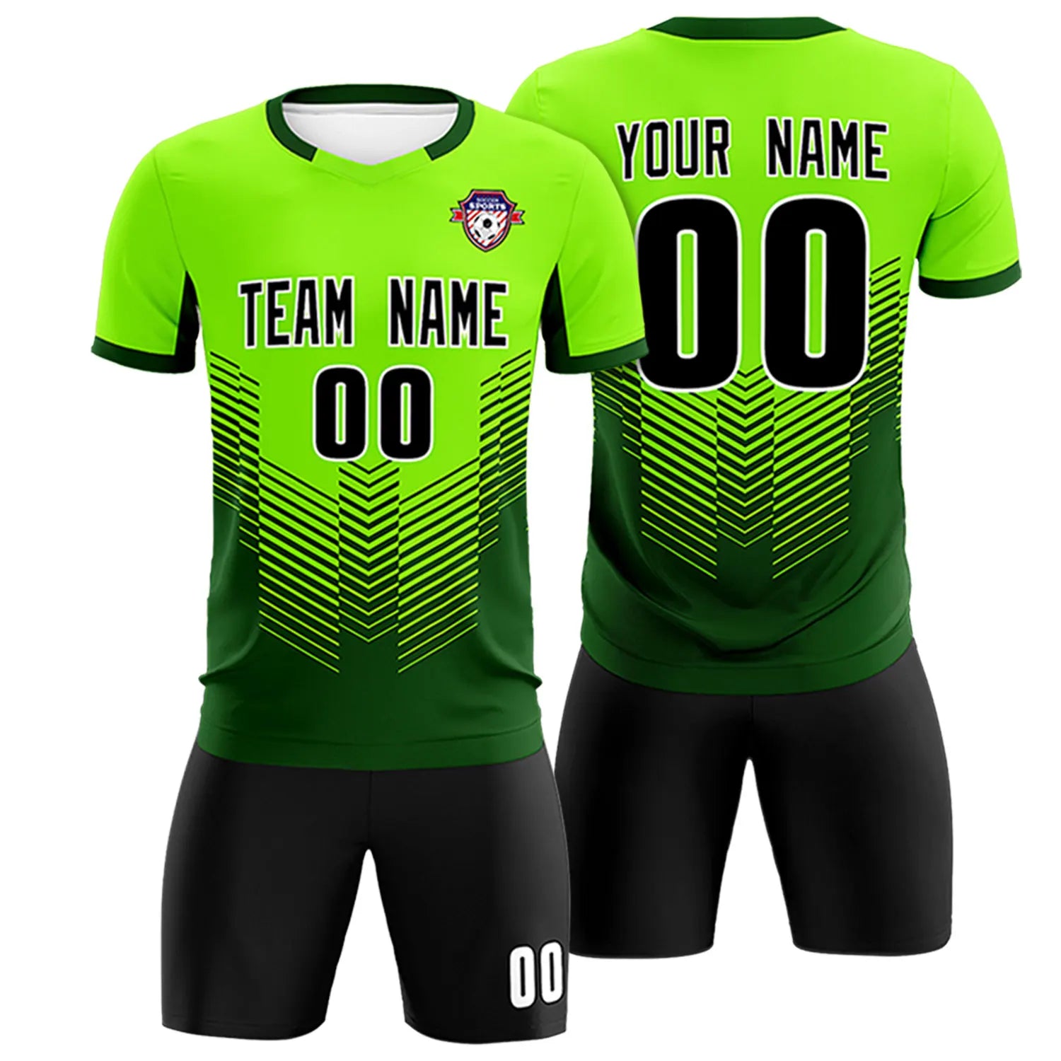 Custom Neon Green Kelly Green Sport Soccer Sets Jersey
