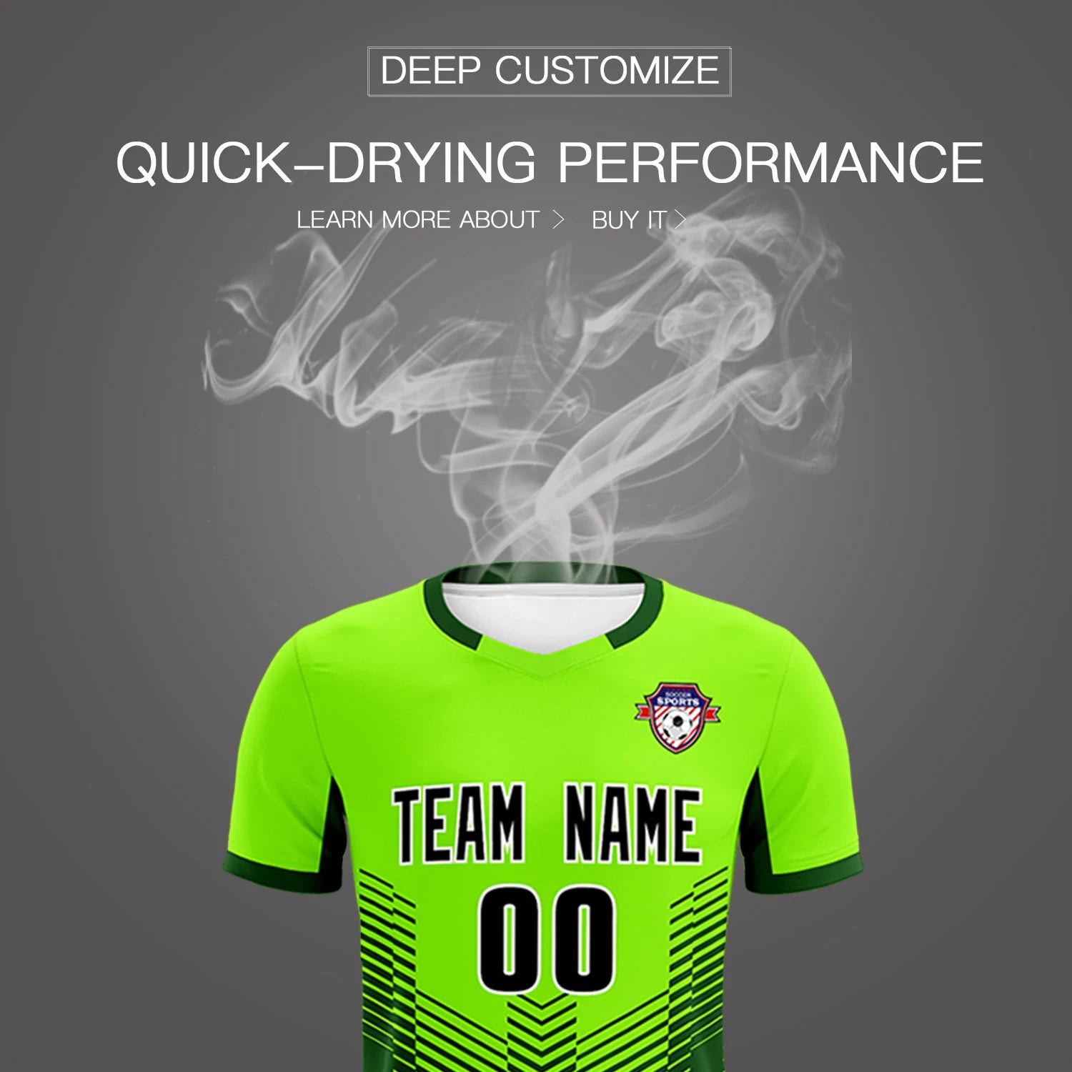 Custom Neon Green Kelly Green Sport Soccer Sets Jersey