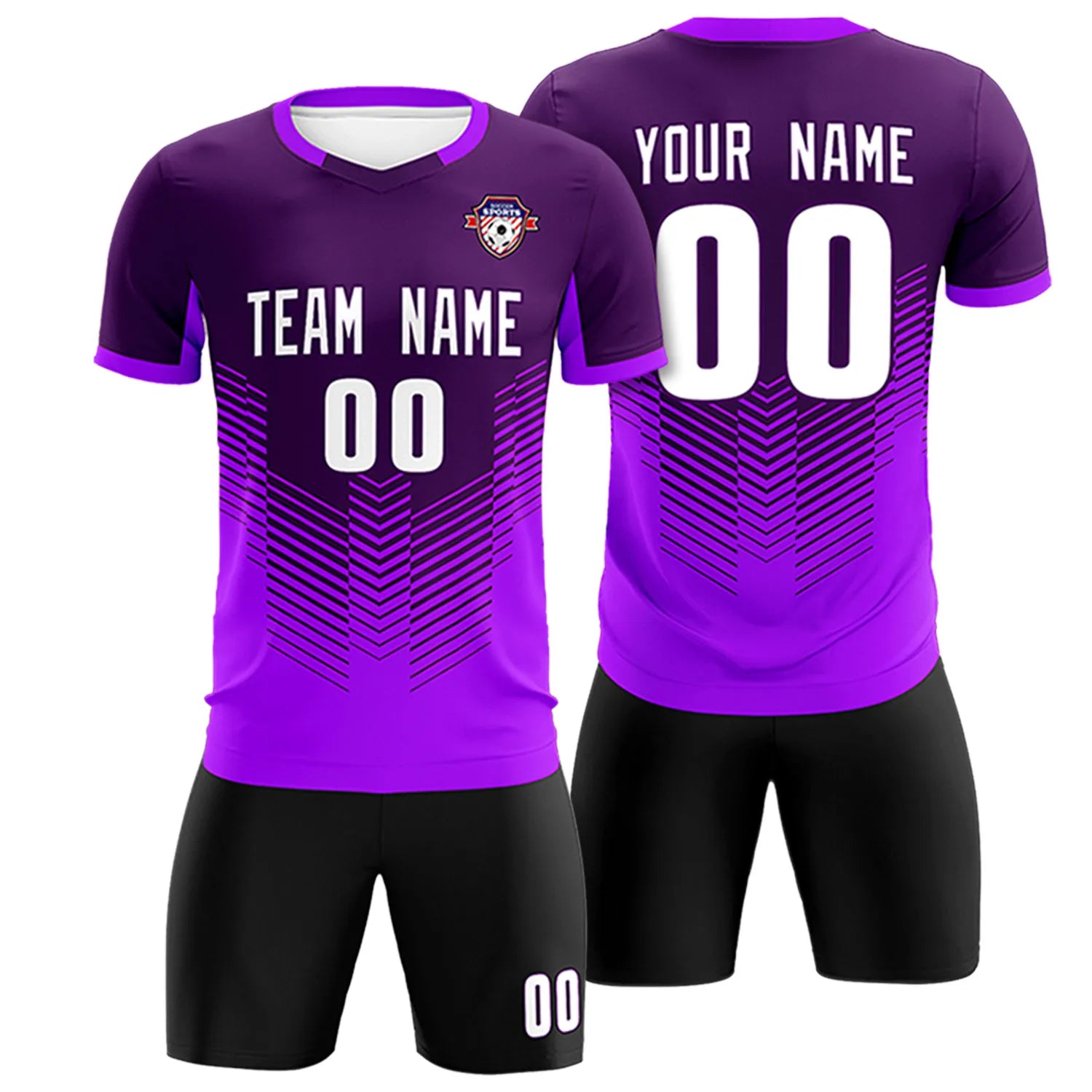 Custom Dark Purple Purple Sport Soccer Sets Jersey