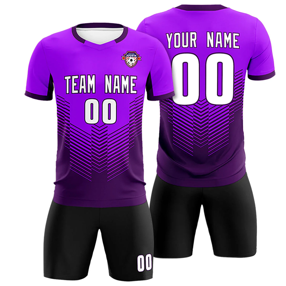 Custom Purple Dark Purple Sport Soccer Sets Jersey