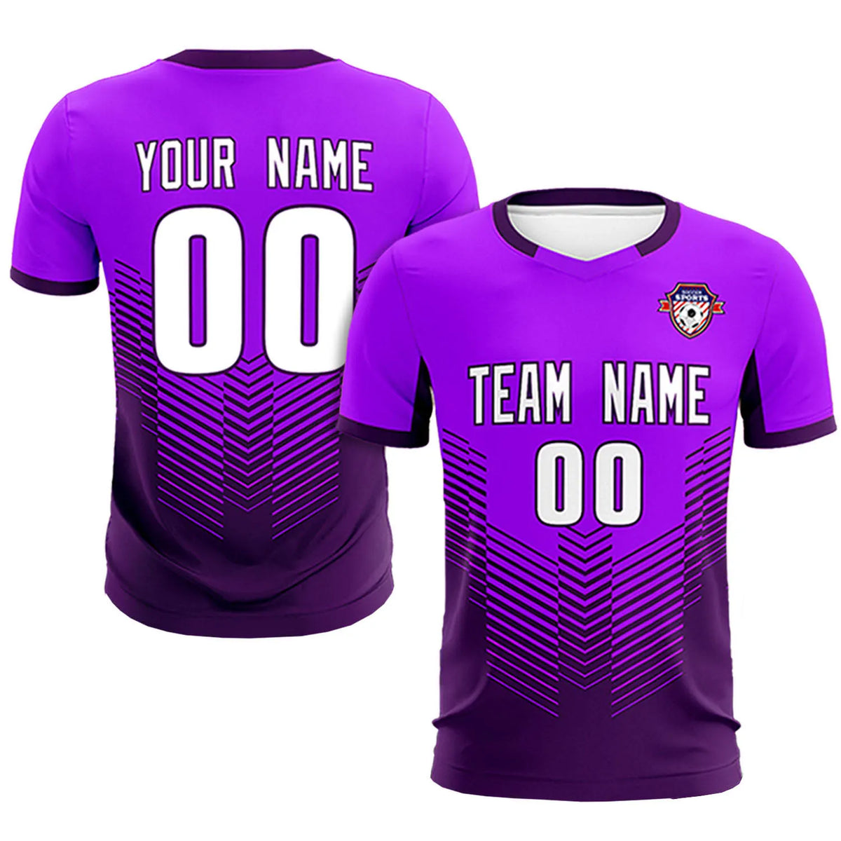Custom Purple Dark Purple Sport Soccer Sets Jersey