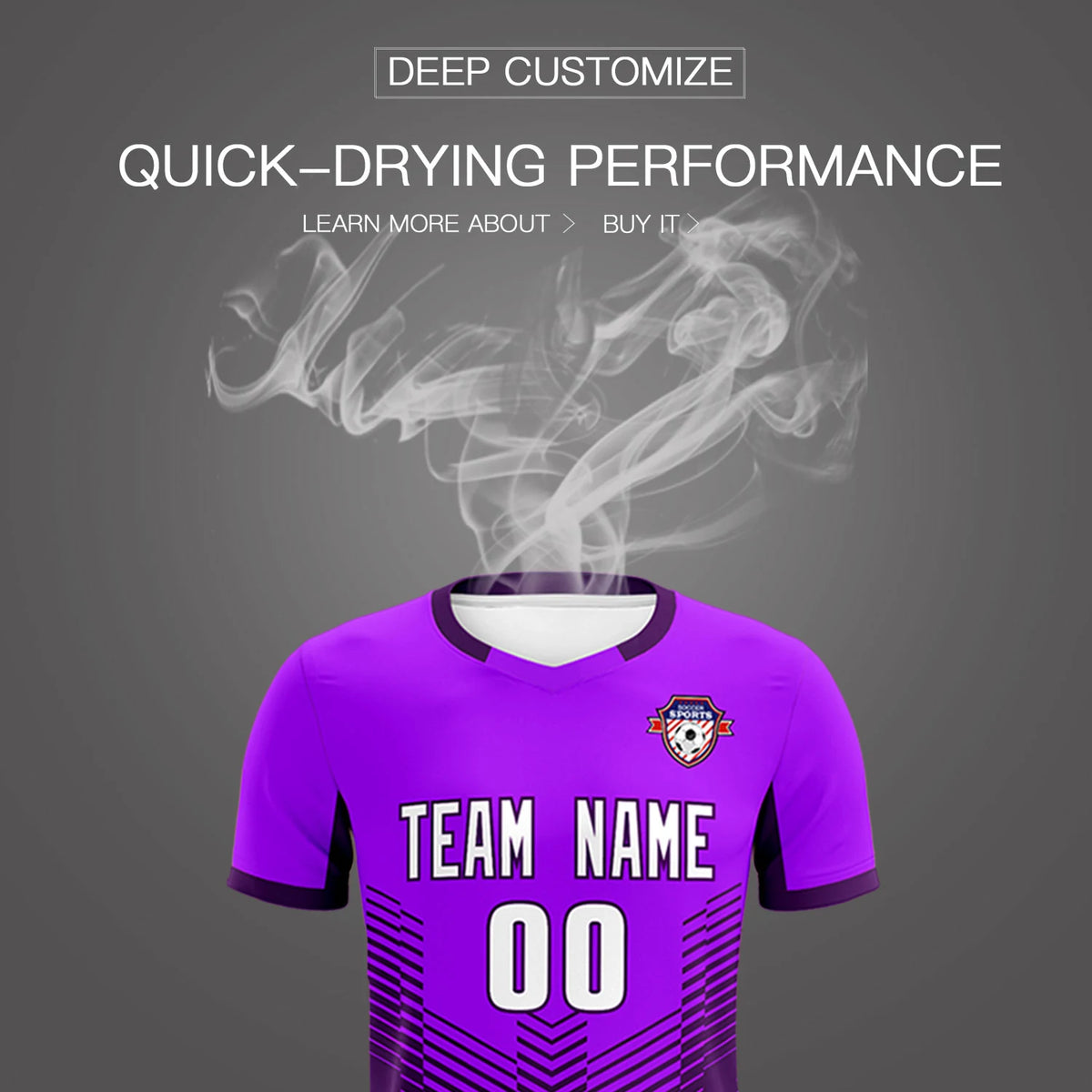 Custom Purple Dark Purple Sport Soccer Sets Jersey