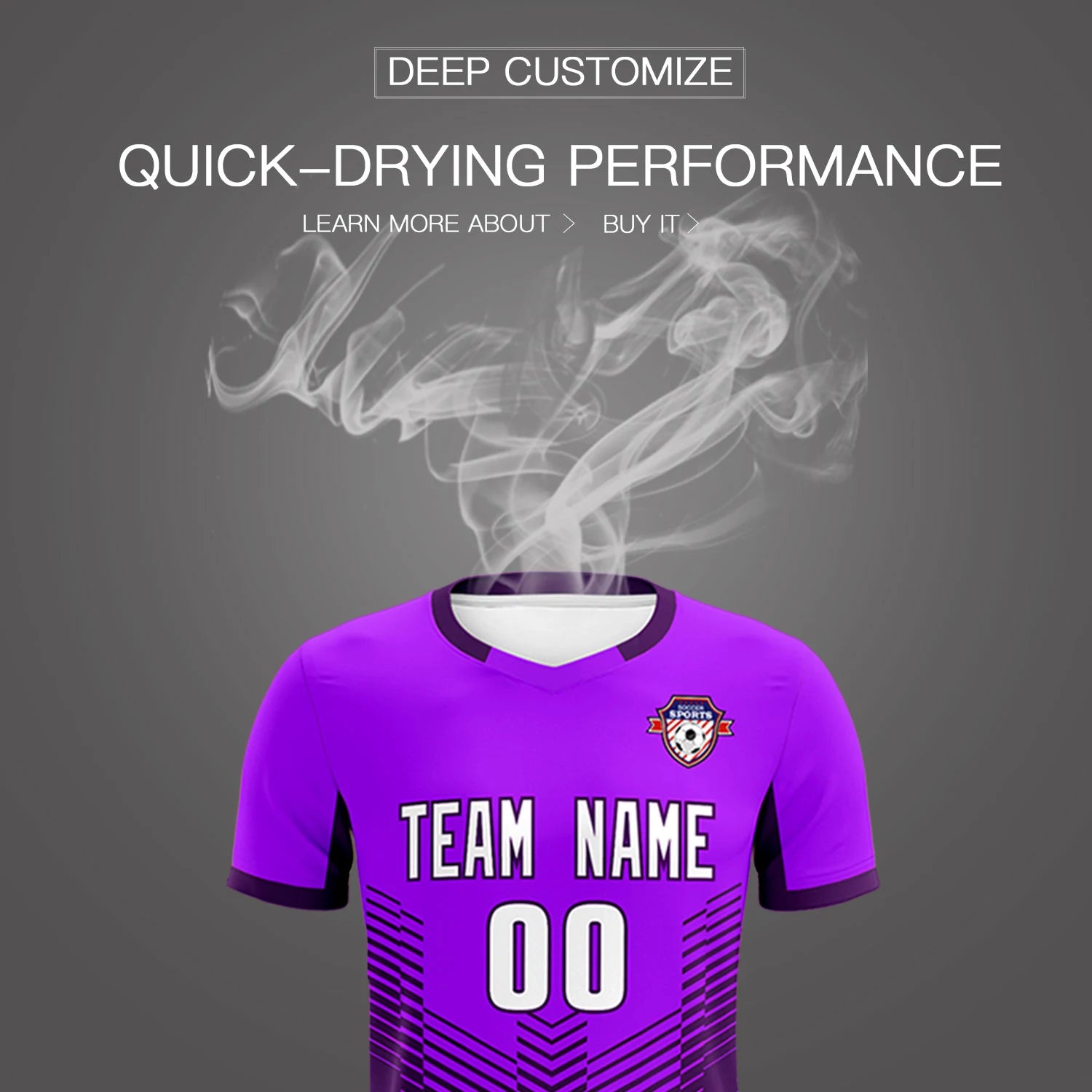 Custom Purple Dark Purple Sport Soccer Sets Jersey