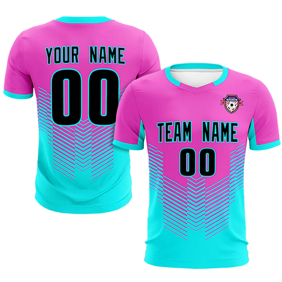 Custom Pink Bright Green Sport Soccer Sets Jersey