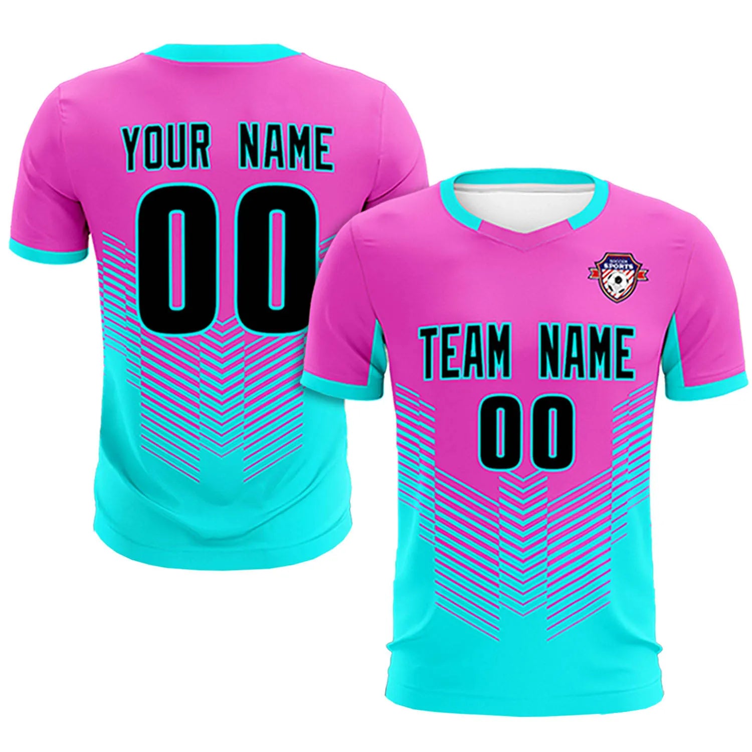 Custom Pink Bright Green Sport Soccer Sets Jersey