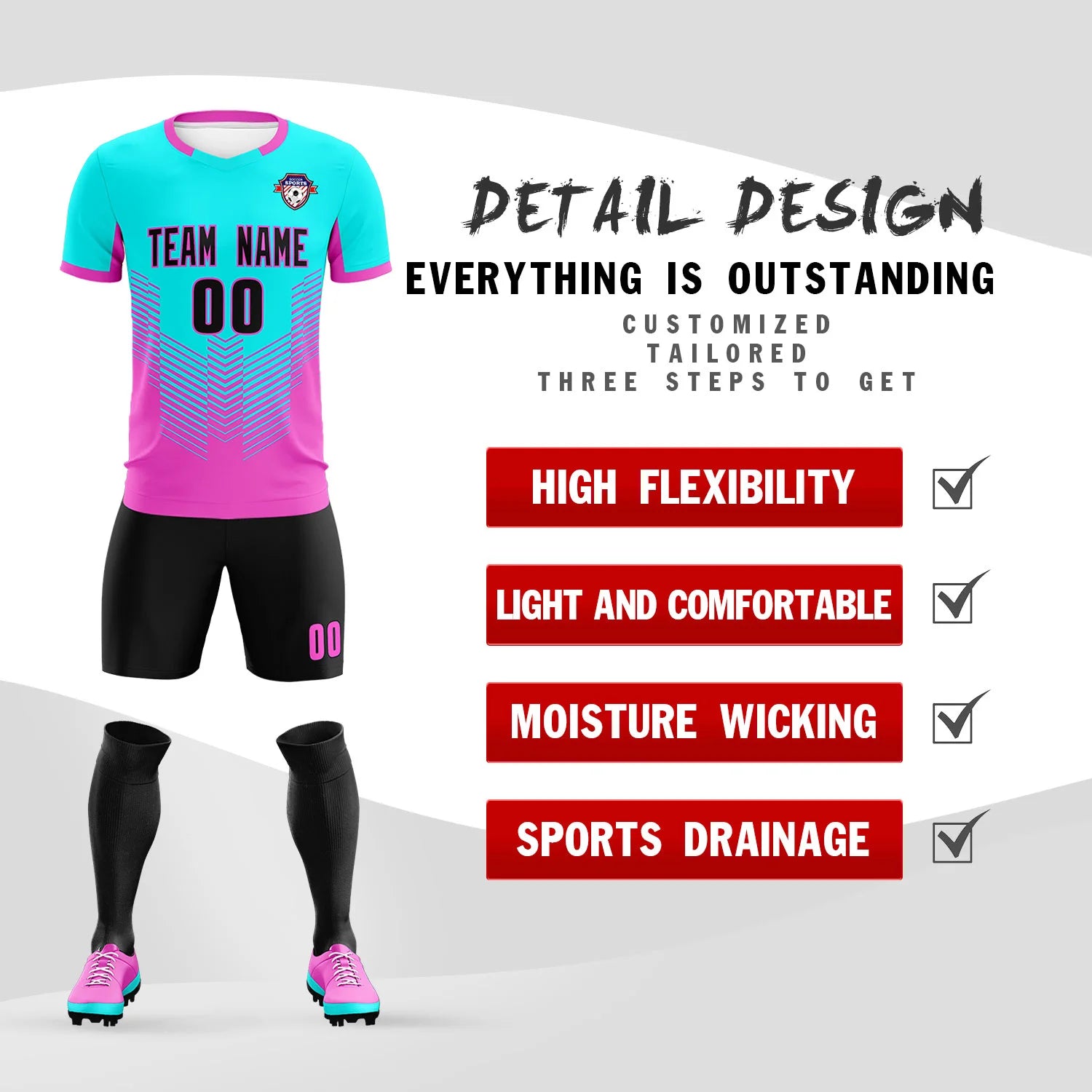 Custom Bright Green Pink Sport Soccer Sets Jersey