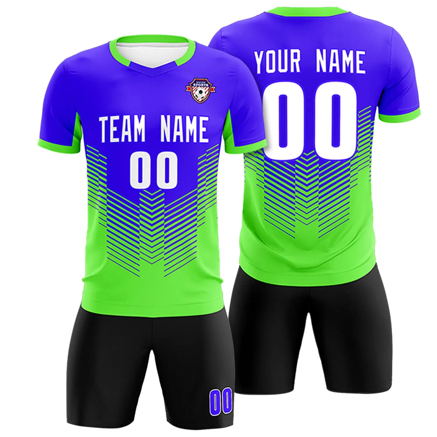 Custom Royal Blue Neon Green Sport Soccer Sets Jersey